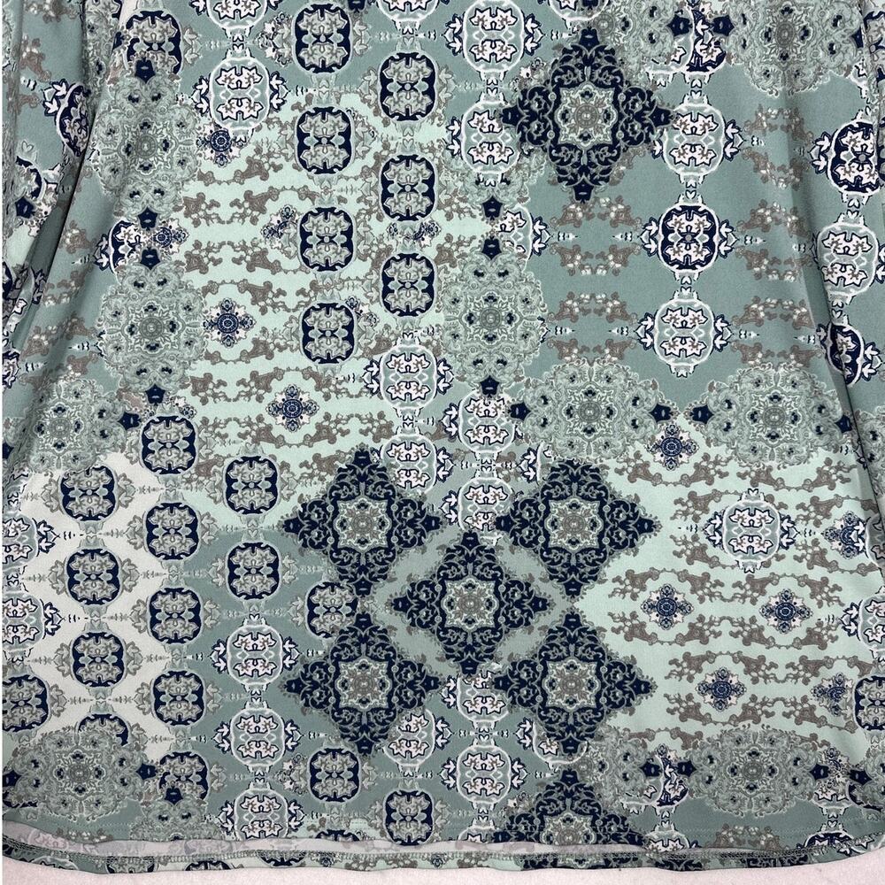 Susan Graver Graphic Mosaic Tunic Top Comfort Stretch 3/4 Sleeves Sage Green XL - Picture 8 of 11